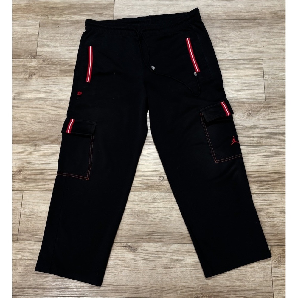 Vintage Air Jordan Track Cargo Black Red pants Large Y2K  Athletic Jumpman